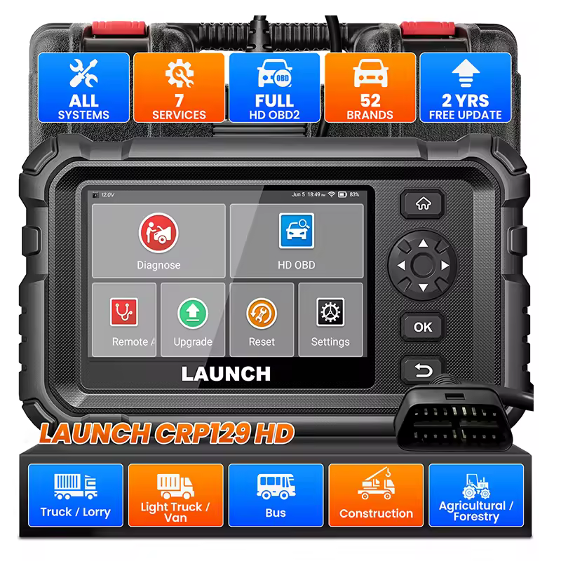 Launch CRP129HD Truck Diagnostic Tool-24V All-System Diesel Scanner with DPF Regen, Injector Coding & 7 Resets